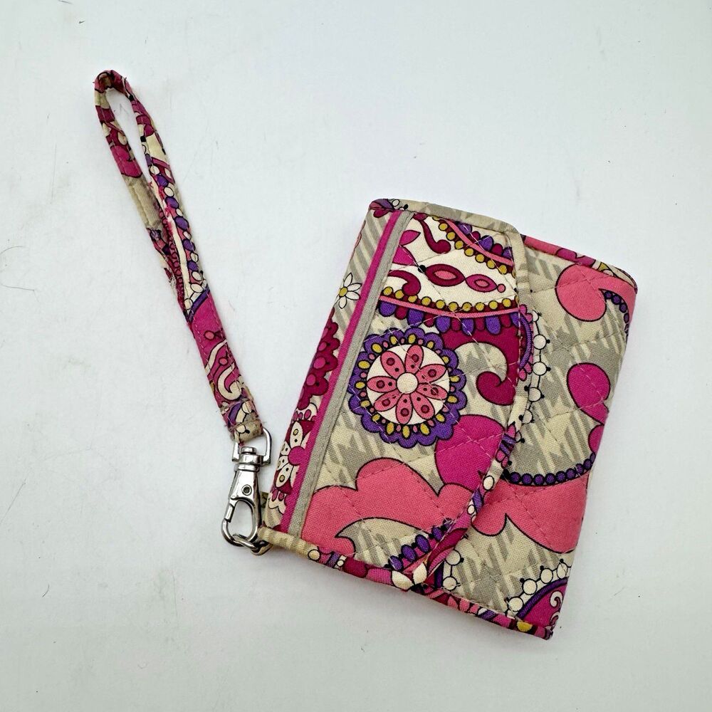 Vera Bradley Paisley Meets Plaid Wristlet Ipod Phone Slot Wallet Card Organizer - Picture 6 of 10